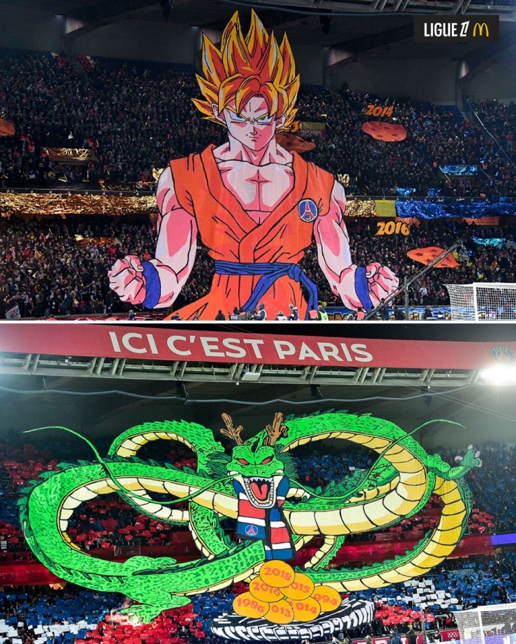 逝世一周年，法甲官推曬昔日巴黎主場龍珠TIFO：鳥山明經典永存