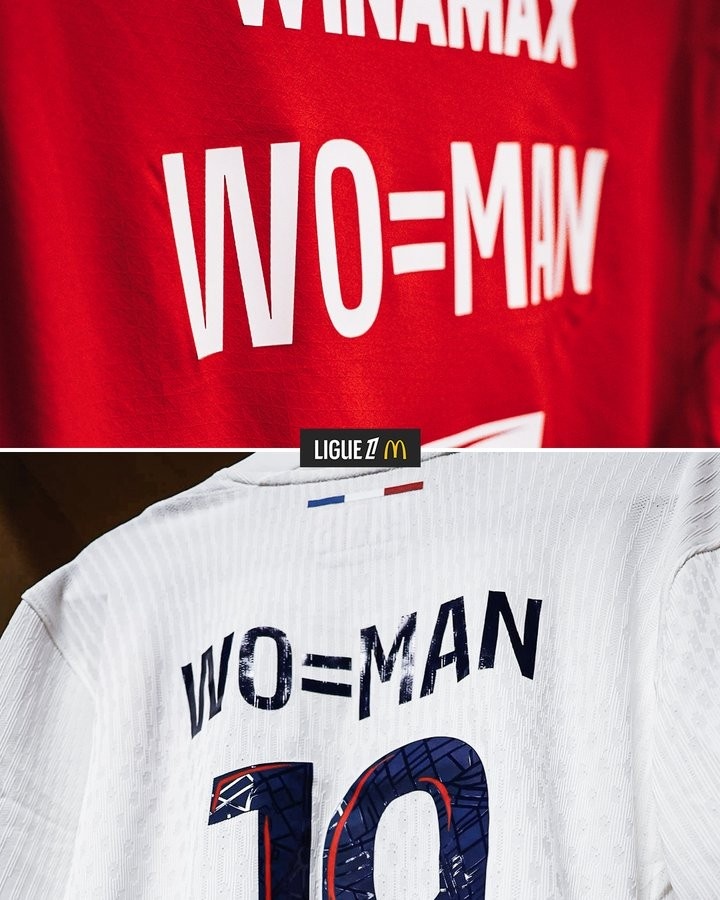 法甲英語官推曬巴黎、雷恩國際婦女節(jié)特別球衣：WO=MAN