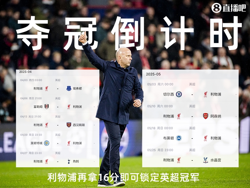 奪冠倒計(jì)時(shí)？槍手三場(chǎng)不勝落后榜首15分，利物浦再拿16分即可奪冠
